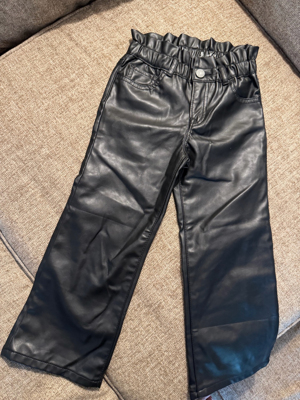 GAP Men's Black Faux Leather Straight-Leg Pants
